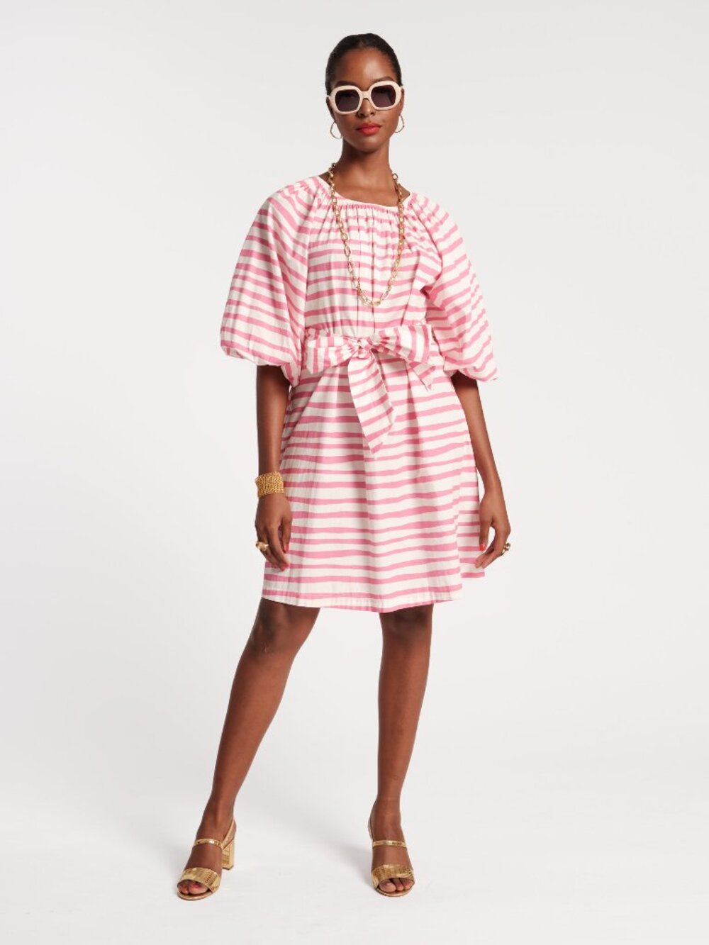 Bliss Mini Painterly Stripe Pink White